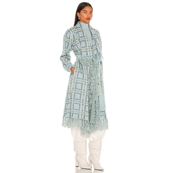 LOVESHACKFANCY Avie Duster in Sky Blue Plaid - Picture 2 of 12